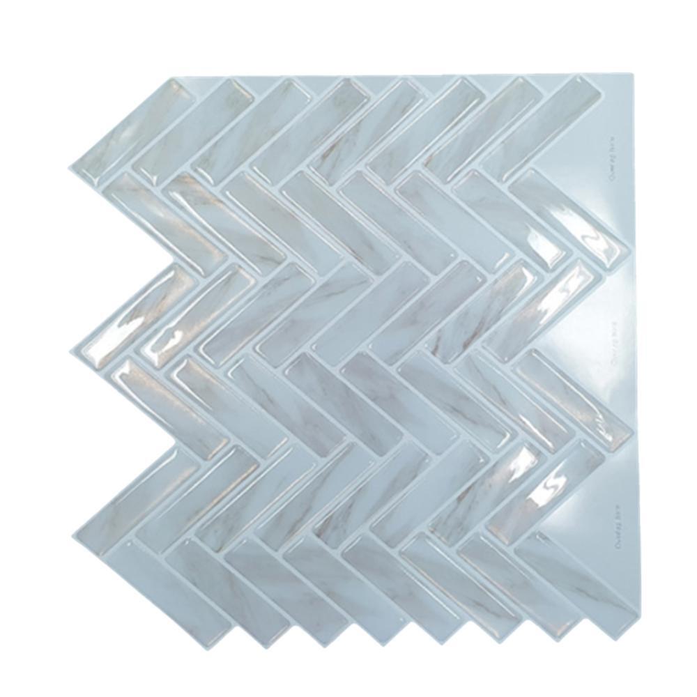 3D 입체 타일스티커 데코시트지 후면접착 생활방수 305x305mm, 백색연고동 대리석갈매기
