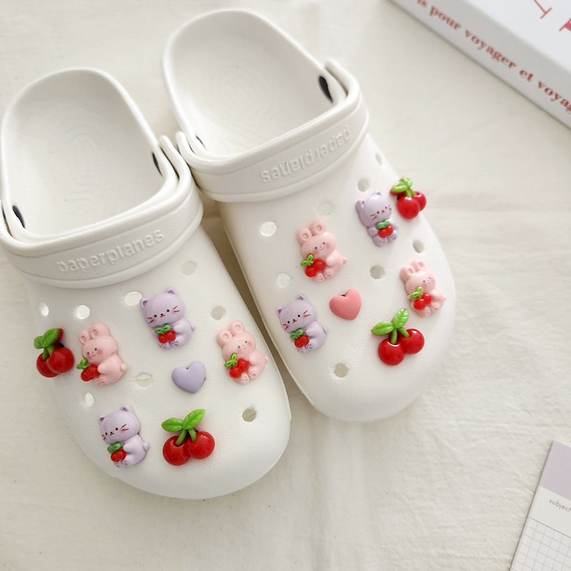 데일리스토어 체리좋아 토끼 고양이 자비츠 세트 (14종) 클로그 참 지비추 꾸미기