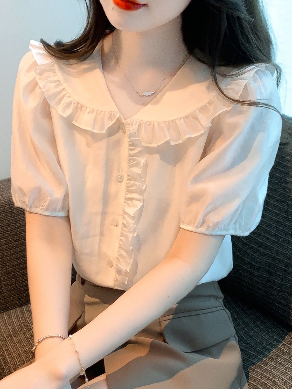 환승연애3 김예원 블라우스 반팔 귀여운 프릴 - 상세 이미지 3