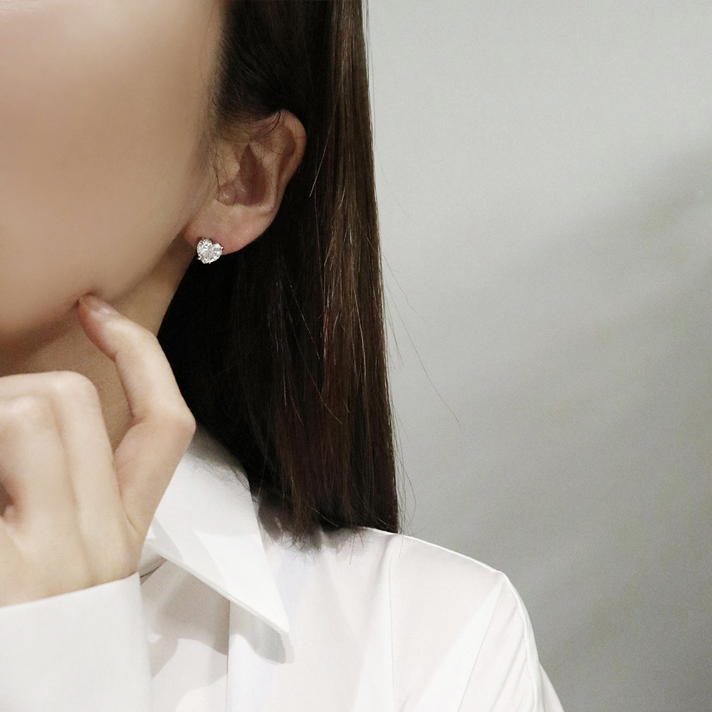 (여자)아이들 우기 귀걸이 임수향 폴브리알 주얼리 하트 큐빅 귀걸이 8mm PUBE0308 - 상세 이미지 4