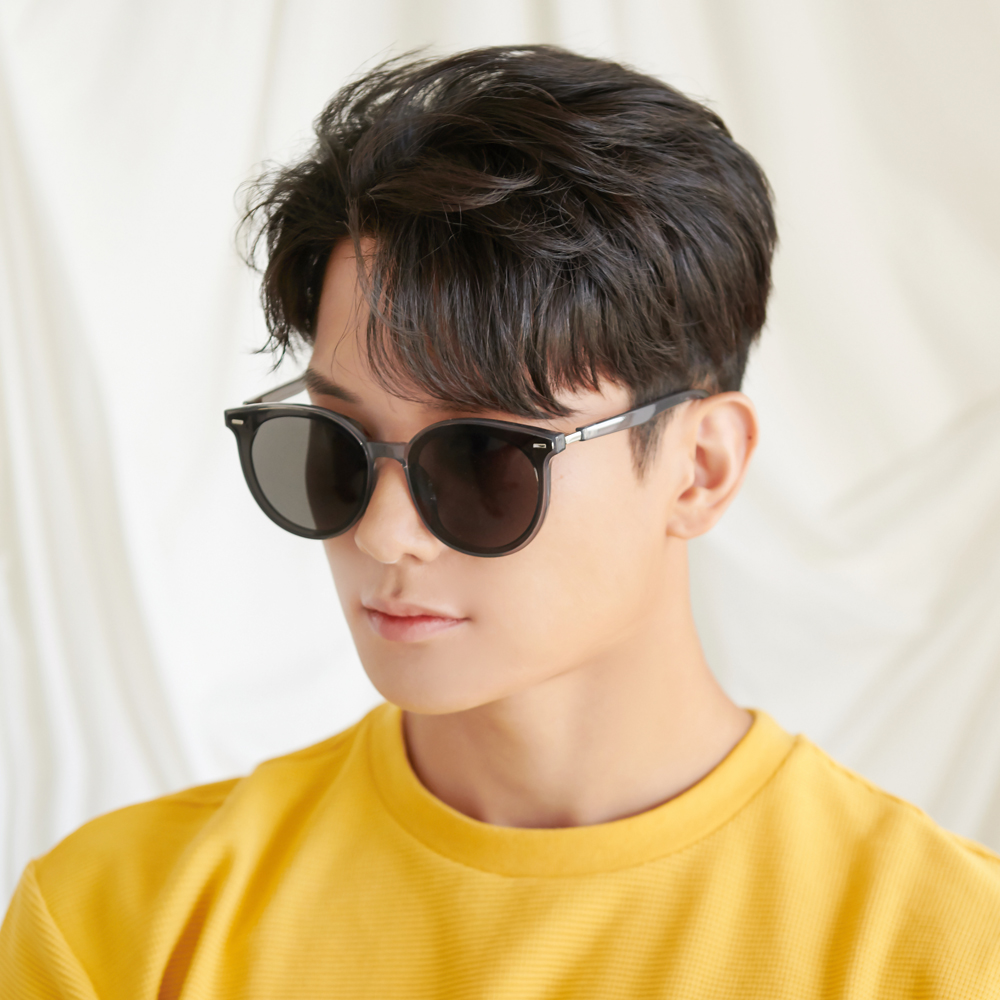 오버사이즈 대두 동글이 뿔테 UV 시력보호 자외선차단 편광 선글라스 블랙 그레이