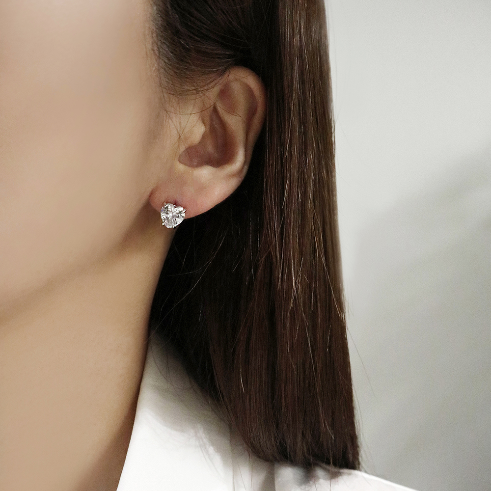 (여자)아이들 우기 귀걸이 임수향 폴브리알 주얼리 하트 큐빅 귀걸이 8mm PUBE0308 - 상세 이미지 5