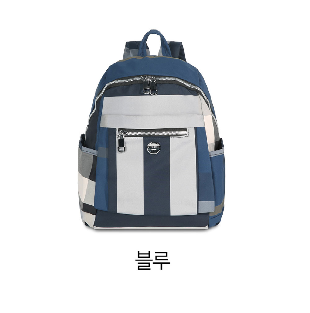 중년 여성 할머니 가벼운백팩 체크 무늬 패턴 등에메는 가방 나들이 외출 여행 미디움 백팩 - 상세 이미지 3