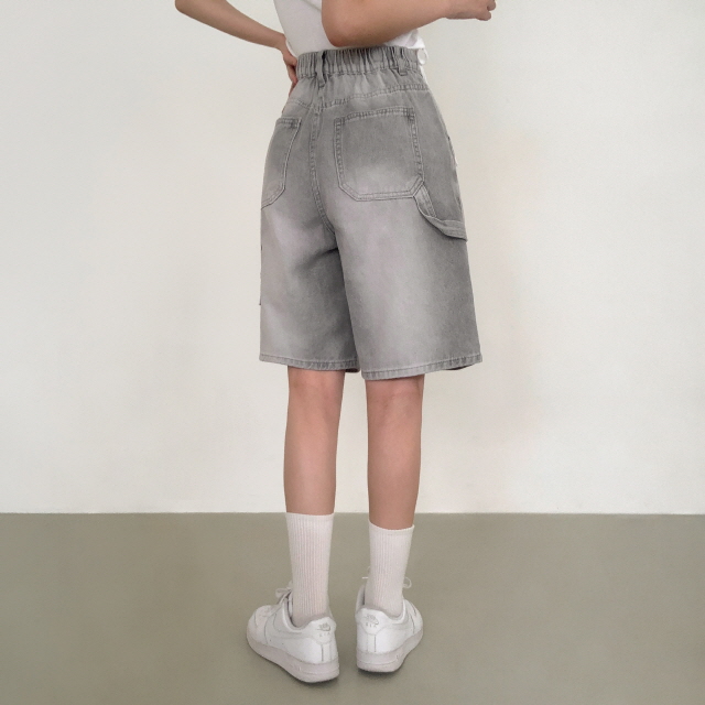 [2단기장/~2XL/뒷밴딩] 릴프 힙 워싱 와이드 카고 하프 버뮤다 여름 5부 청 반바지 데님 팬츠 상세 이미지 22