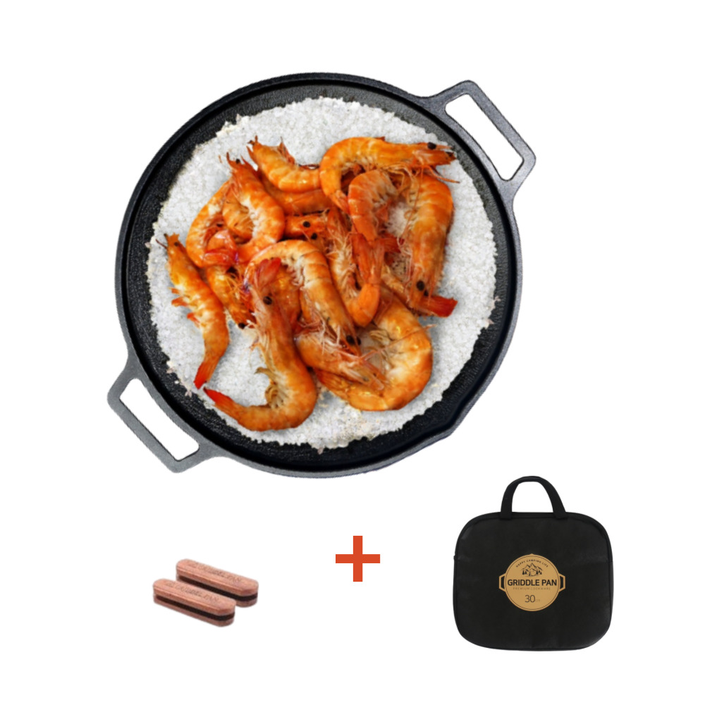 인덕션 그리들 30cm 고기불판 팬 캠핑 코팅 전골 겸용 우드 손잡이 전용 가방포함