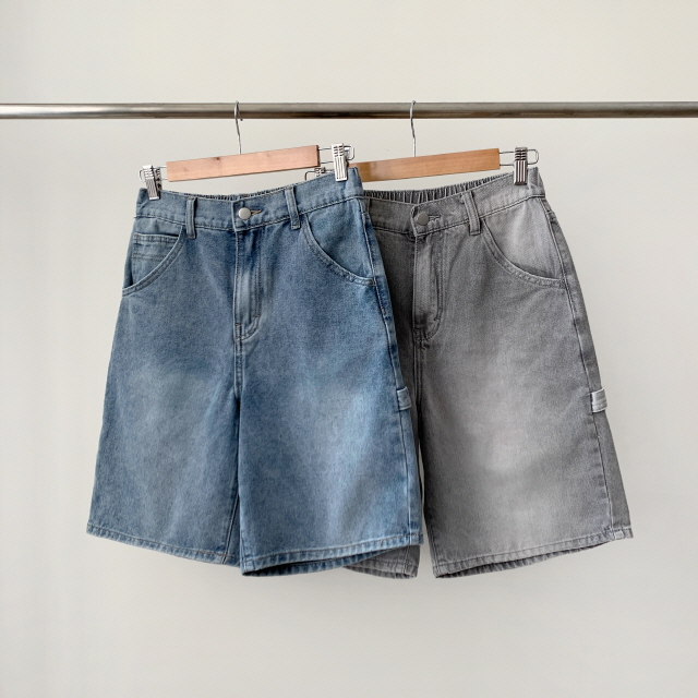 [2단기장/~2XL/뒷밴딩] 릴프 힙 워싱 와이드 카고 하프 버뮤다 여름 5부 청 반바지 데님 팬츠 상세 이미지 50