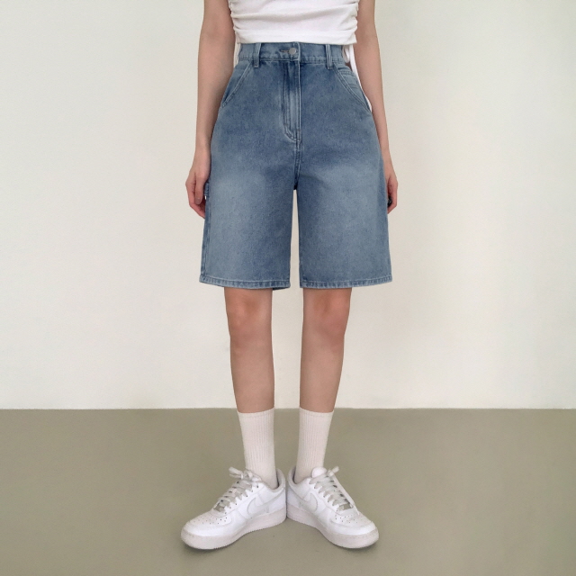 [2단기장/~2XL/뒷밴딩] 릴프 힙 워싱 와이드 카고 하프 버뮤다 여름 5부 청 반바지 데님 팬츠 상세 이미지 47