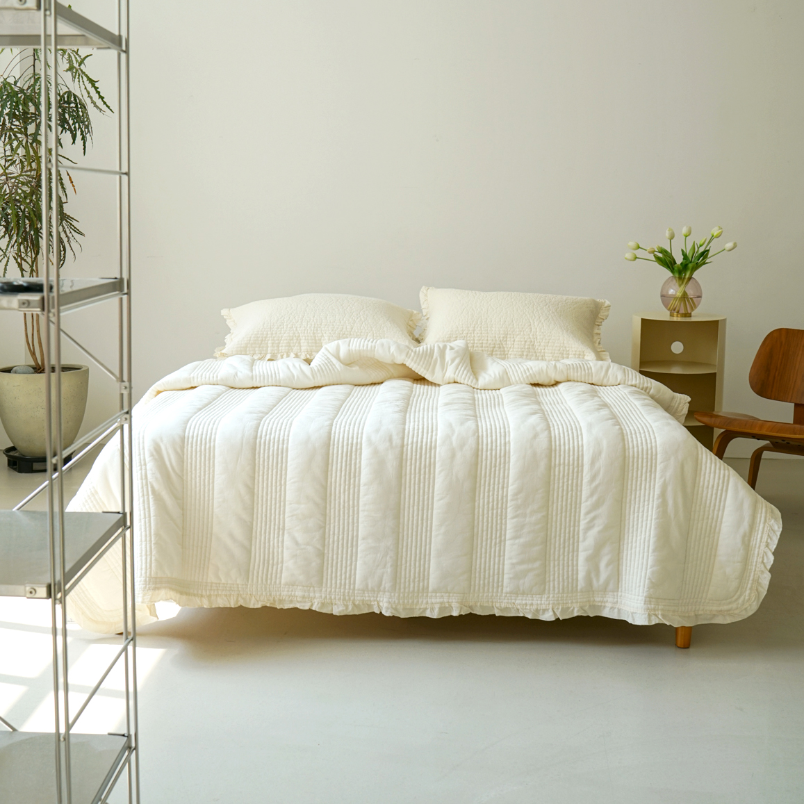 60수 소프트 아사면 프릴 봄 여름 얇은 차렵 이불 3색상 SS