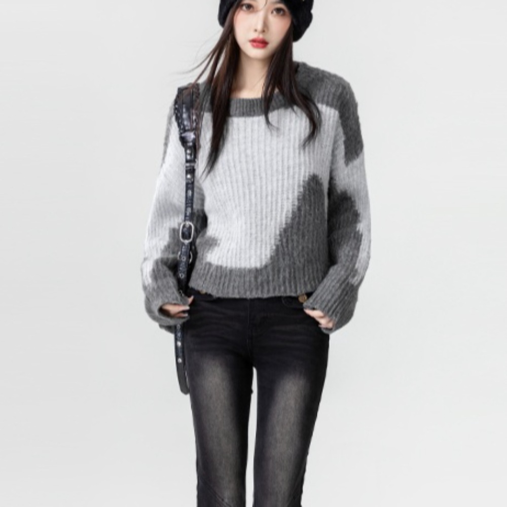 양혜지 옷 배색 니트 봄 루즈핏 원더풀월드 7화 - 상품 이미지