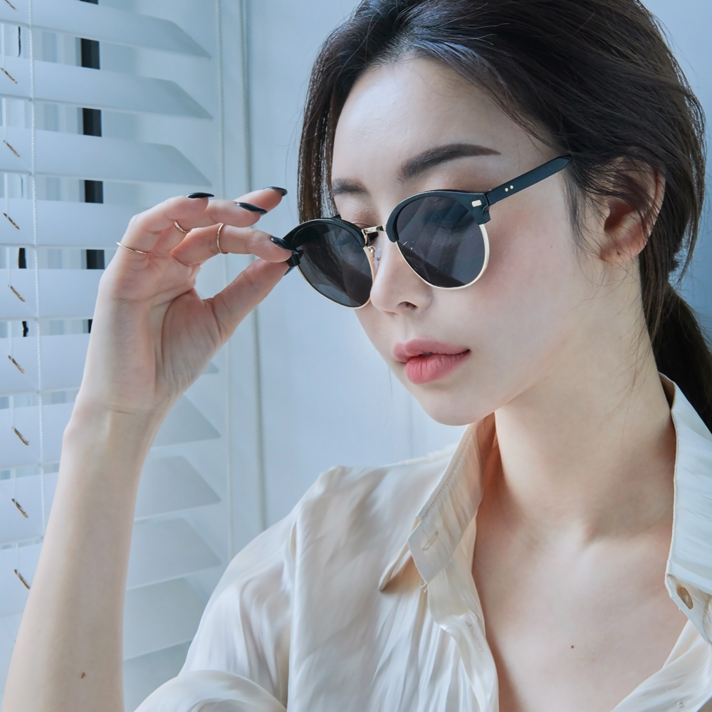 데일리 커플 가벼운 UV 시력보호 자외선 하금테 뿔테 선글라스