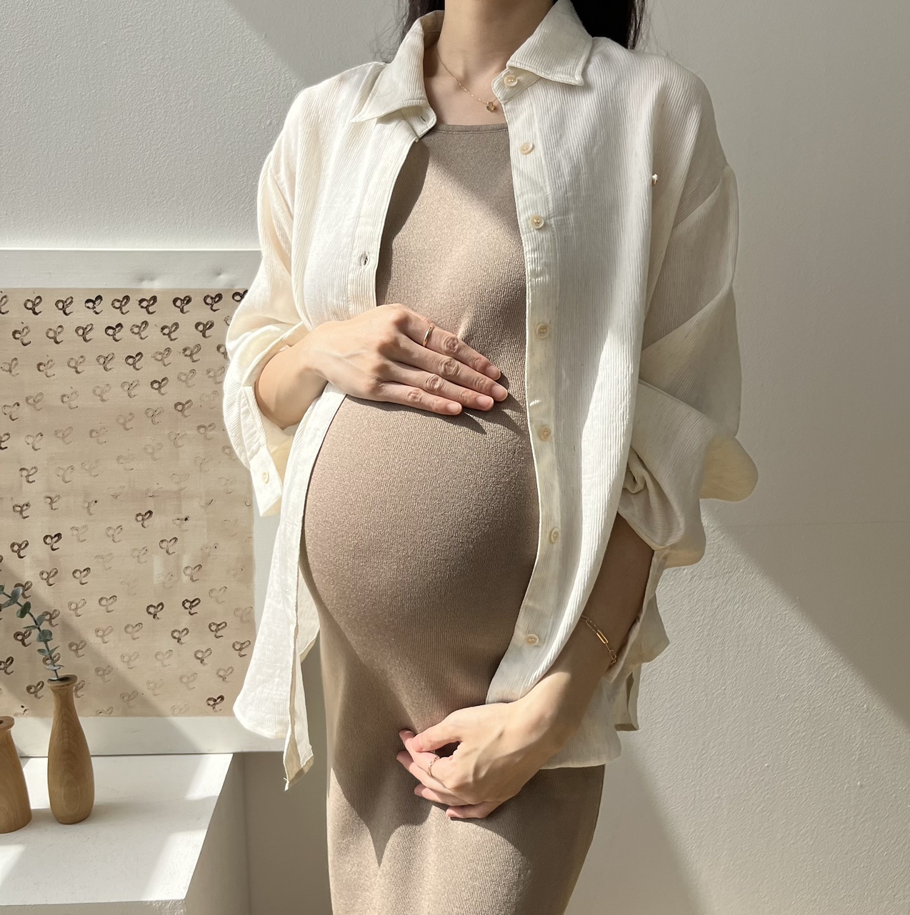 골디팬던트 린넨 내츄럴 셔츠 임부복 임산부 만삭까지 상세 이미지 15