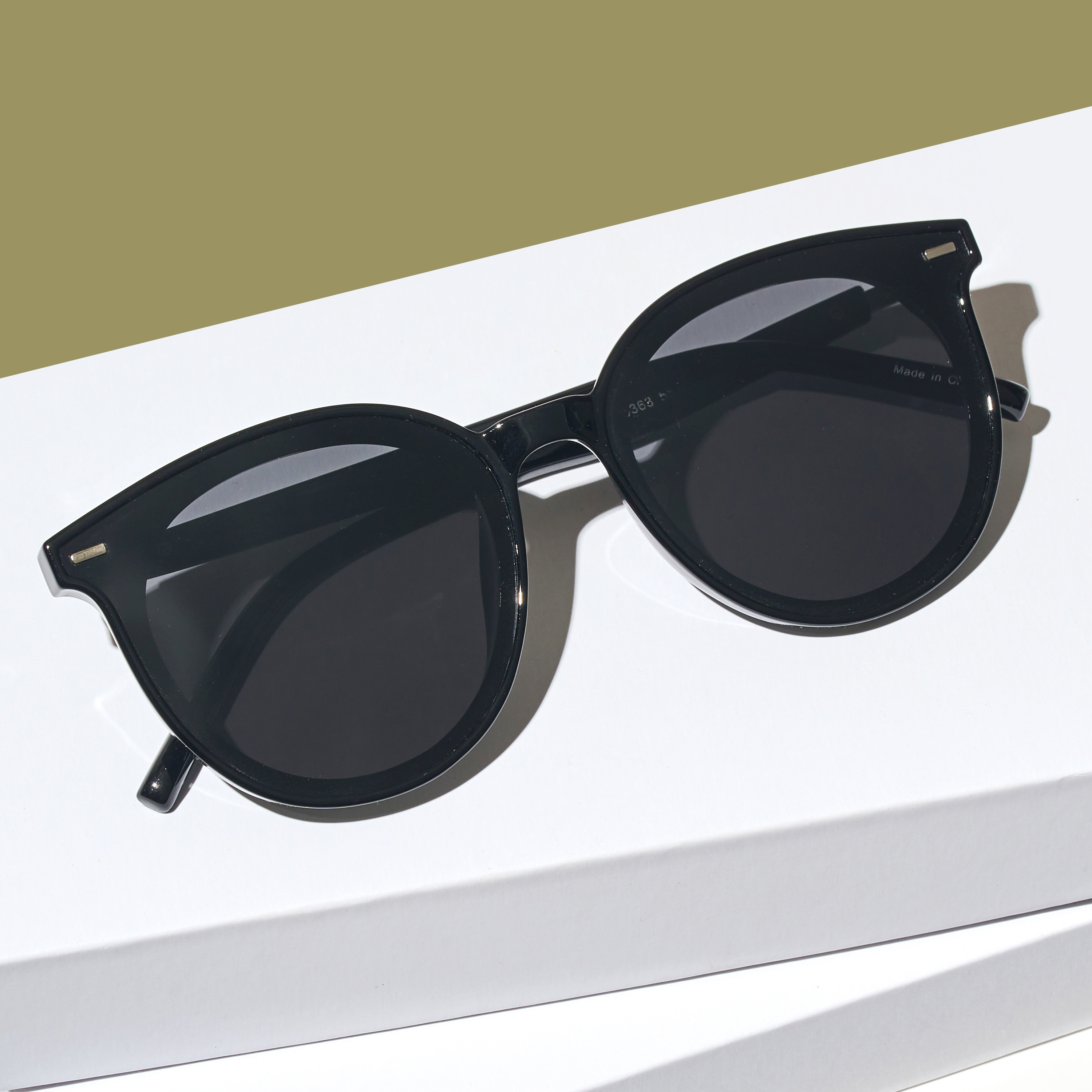 오버사이즈 대두 동글이 뿔테 UV 시력보호 자외선차단 편광 선글라스 블랙 그레이