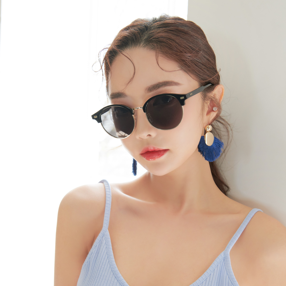 데일리 커플 가벼운 UV 시력보호 자외선 하금테 뿔테 선글라스