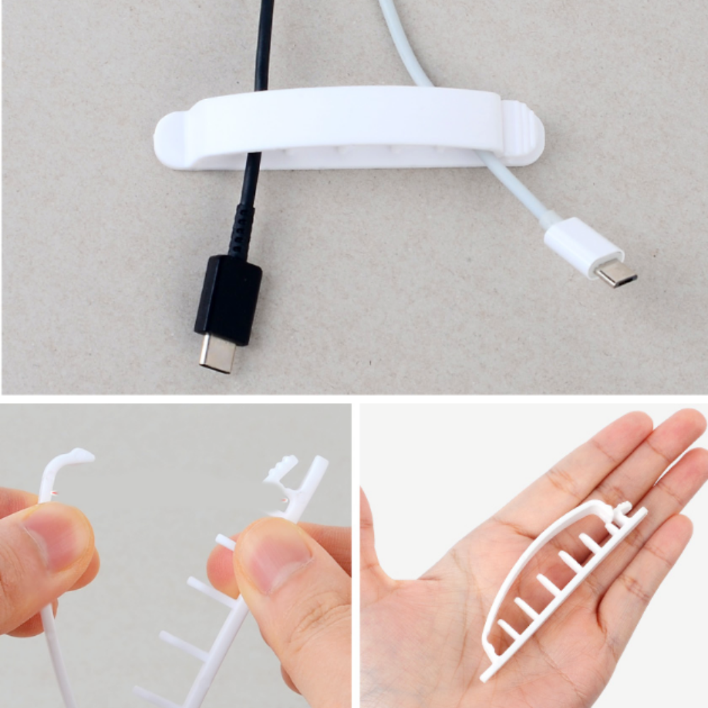 부착형 핀타입충전선정리기3P 책상데스크PC방 벽고정용클립