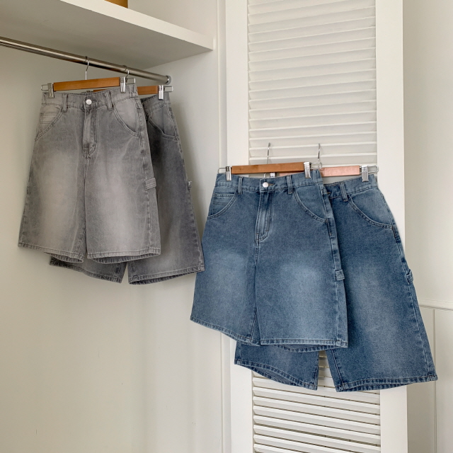 [2단기장/~2XL/뒷밴딩] 릴프 힙 워싱 와이드 카고 하프 버뮤다 여름 5부 청 반바지 데님 팬츠 상세 이미지 31