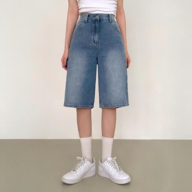 [2단기장/~2XL/뒷밴딩] 릴프 힙 워싱 와이드 카고 하프 버뮤다 여름 5부 청 반바지 데님 팬츠 상세 이미지 48