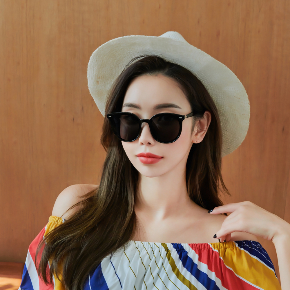 오버사이즈 대두 동글이 뿔테 UV 시력보호 자외선차단 편광 선글라스 블랙 그레이
