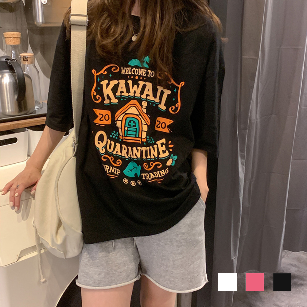 카와이 프린팅 면 반팔티 SD-230509 - 상품 이미지