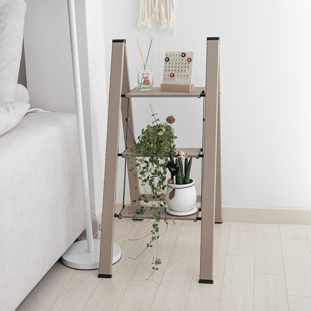 로티홈시스 가정용 사다리 접이식 A형 알루미늄 3단 이동식 작업 발판 계단 광폭 DL3