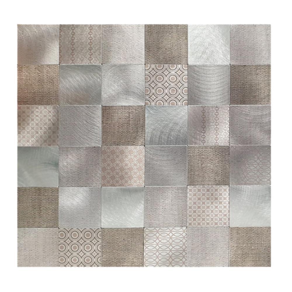 3D 입체 타일스티커 데코시트지 후면접착 생활방수 두꺼운4T 305x305mm, 베이지은색 메탈혼합무늬