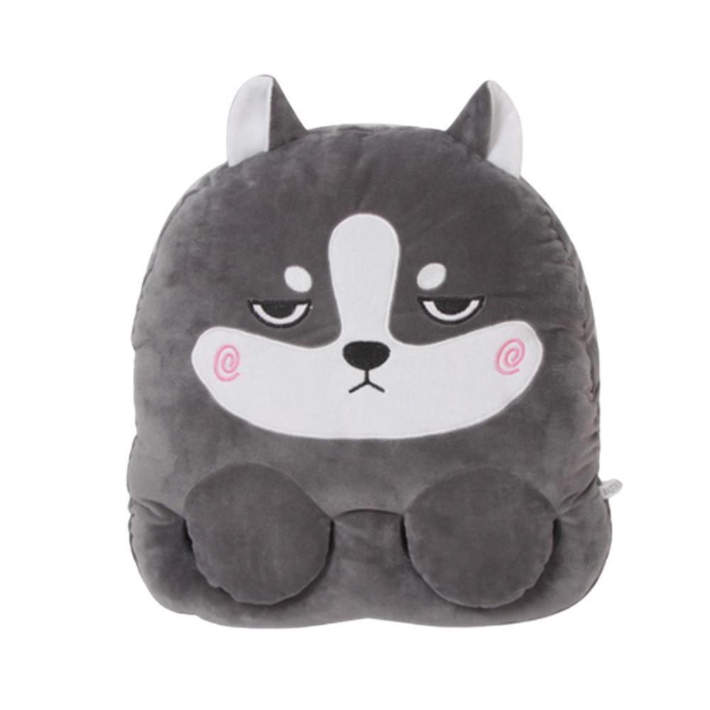 발 따뜻하게 USB 온열 발쿠션 인형 풋워머 그레이 허스키