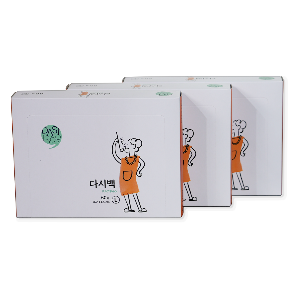 다시백 대형 60매입X3팩 육수망 육수용 국물백 국물용팩 거름망 공티백 차거름망 - 상품 이미지