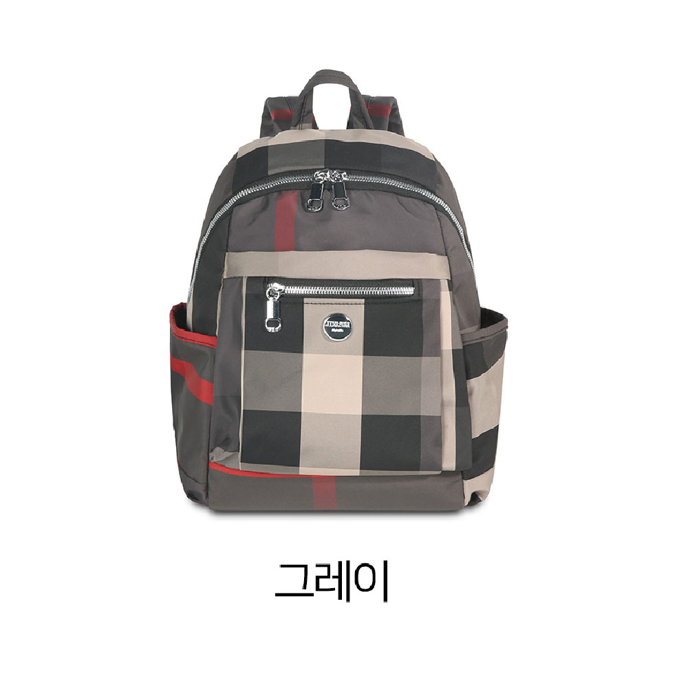 중년 여성 할머니 가벼운백팩 체크 무늬 패턴 등에메는 가방 나들이 외출 여행 미디움 백팩 - 상세 이미지 2