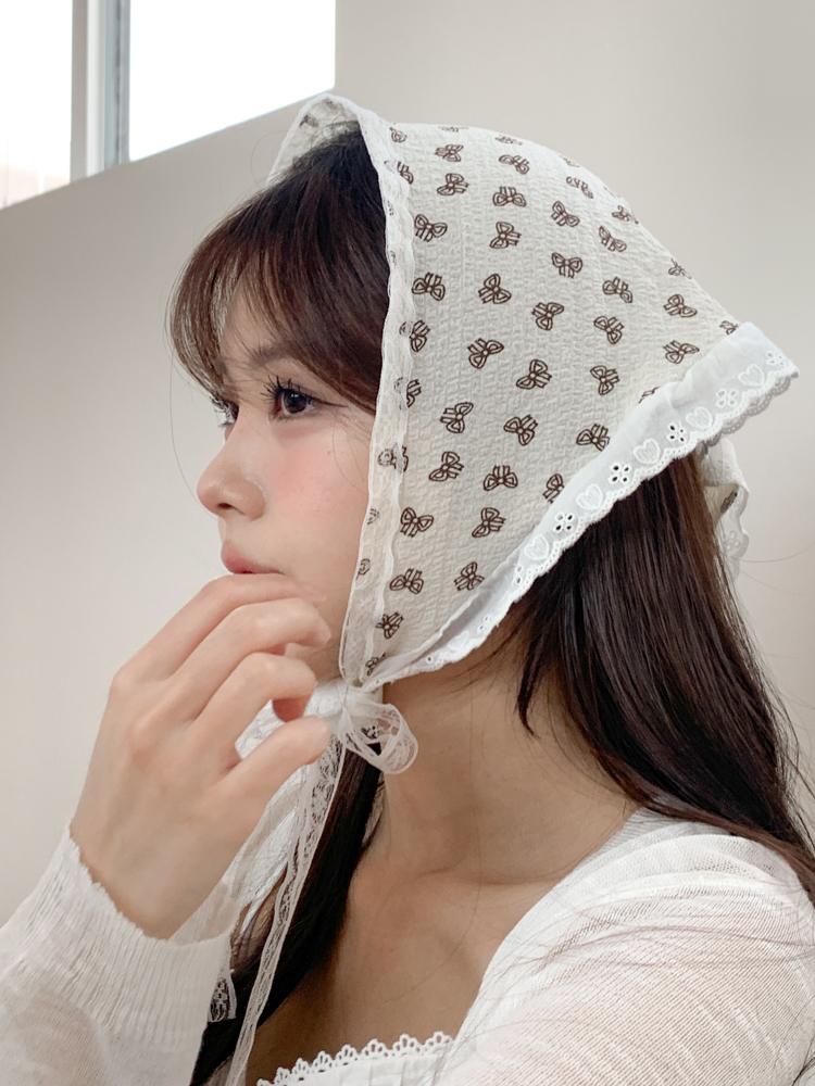 레일라 리본 패턴 레이스 헤어두건 2color 상세 이미지 28