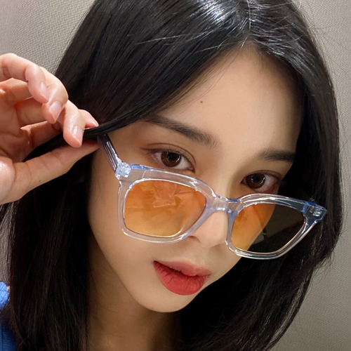 빅사이즈 대두 뿔테 투명 클리어 틴트 가벼운 자외선차단 선글라스 UV400