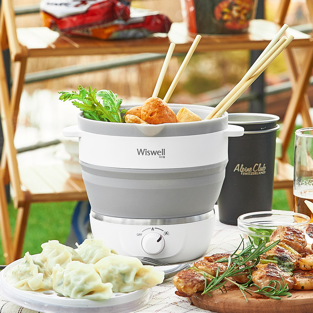 위즈웰 접이식 전기포트 냄비 캠핑 주전자 라면 햇반 멀티 해외 휴대용 여행용 WK3616