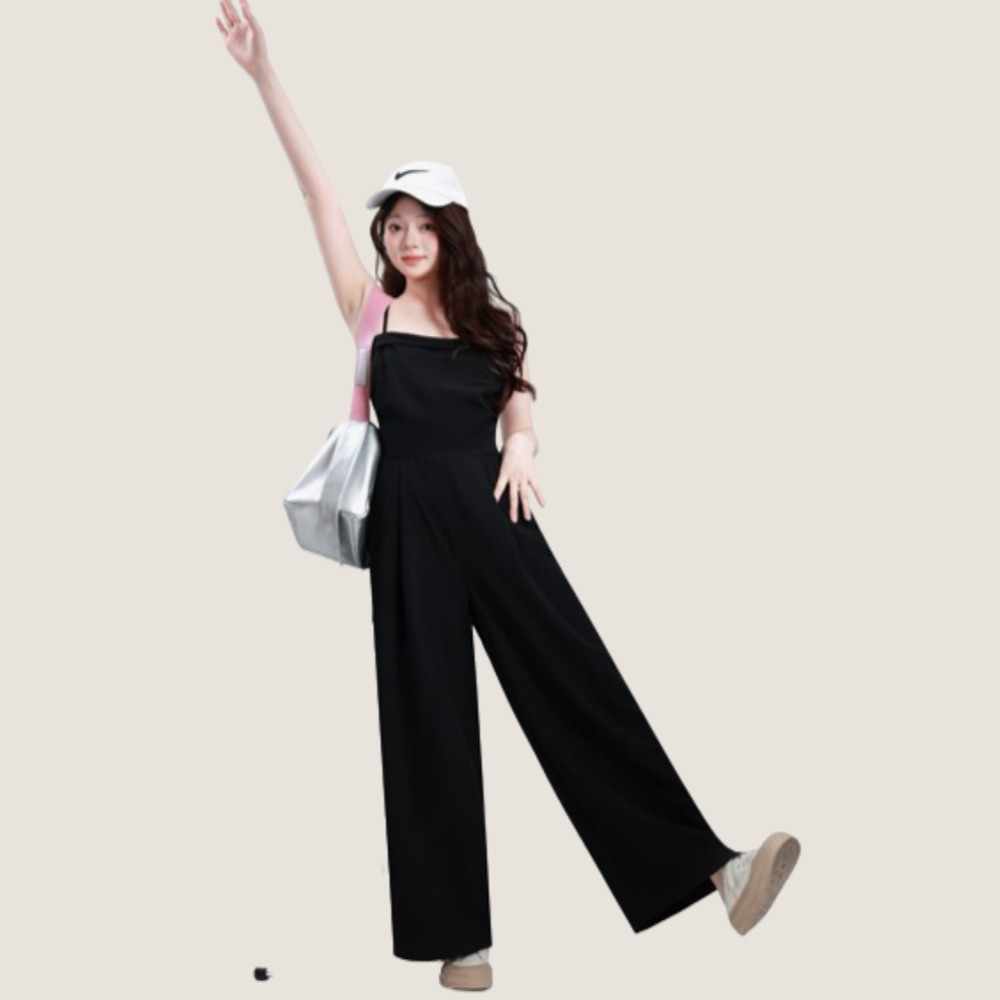 와이드 멜빵바지 여자점프슈트 빅사이즈 하이웨스트 와이드 루즈핏 오버롤 웨일쓰 자체제작 - 상세 이미지 2