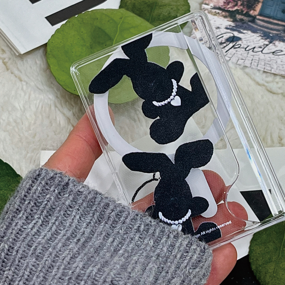 아이폰 맥세이프 카드지갑 투명 이지홀 블랙 래빗