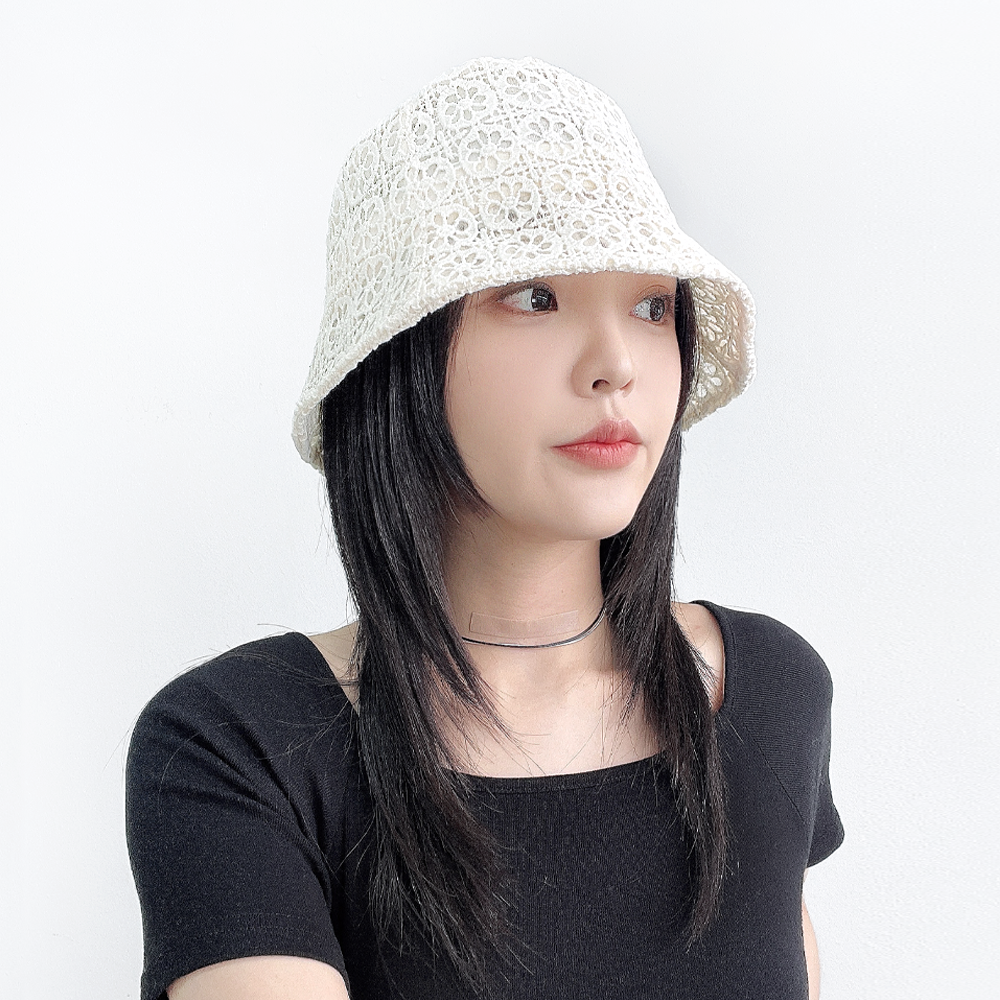 레인 플라워 레이스 여성 봄 여름 벙거지모자 버킷햇 - 상세 이미지 5
