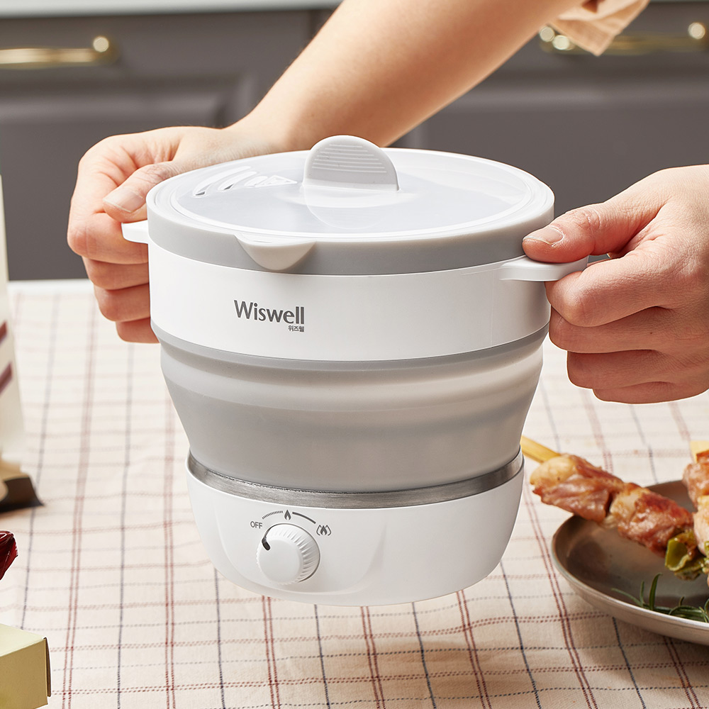 위즈웰 접이식 전기포트 냄비 캠핑 주전자 라면 햇반 멀티 해외 휴대용 여행용 WK3616