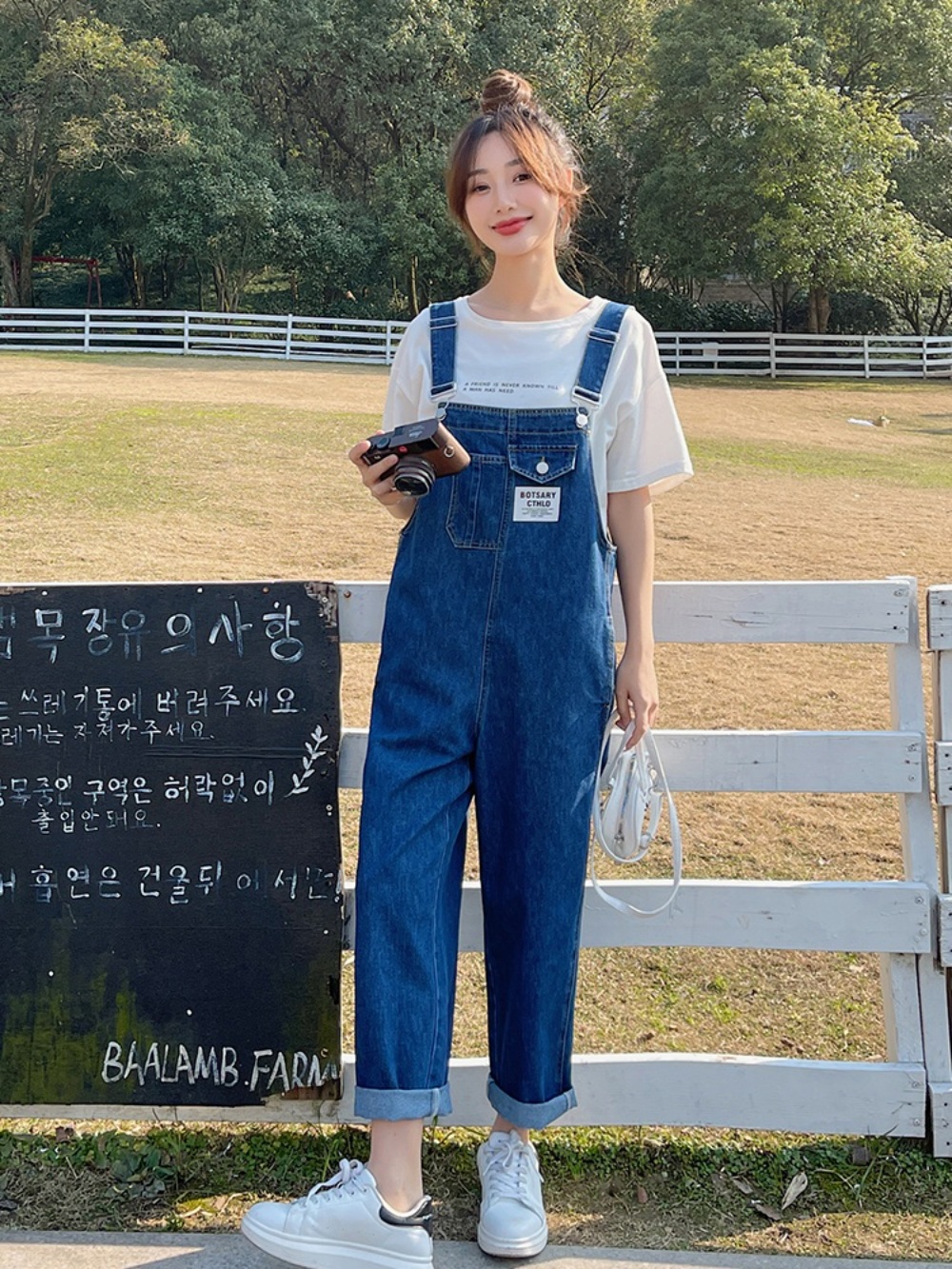 손예진 인스타그램 멜빵 바지 캐주얼 스트릿 - 상세 이미지 3