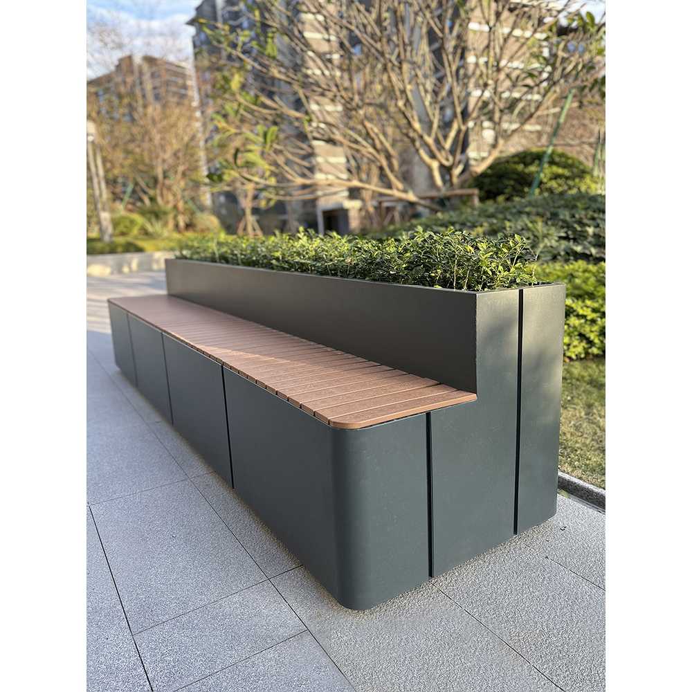 야외 화단 벤치 공원 플랜트박스 조경 꽃 카페 울타리 화단형 160x65x45 플라스틱 목재 - 상세 이미지 3