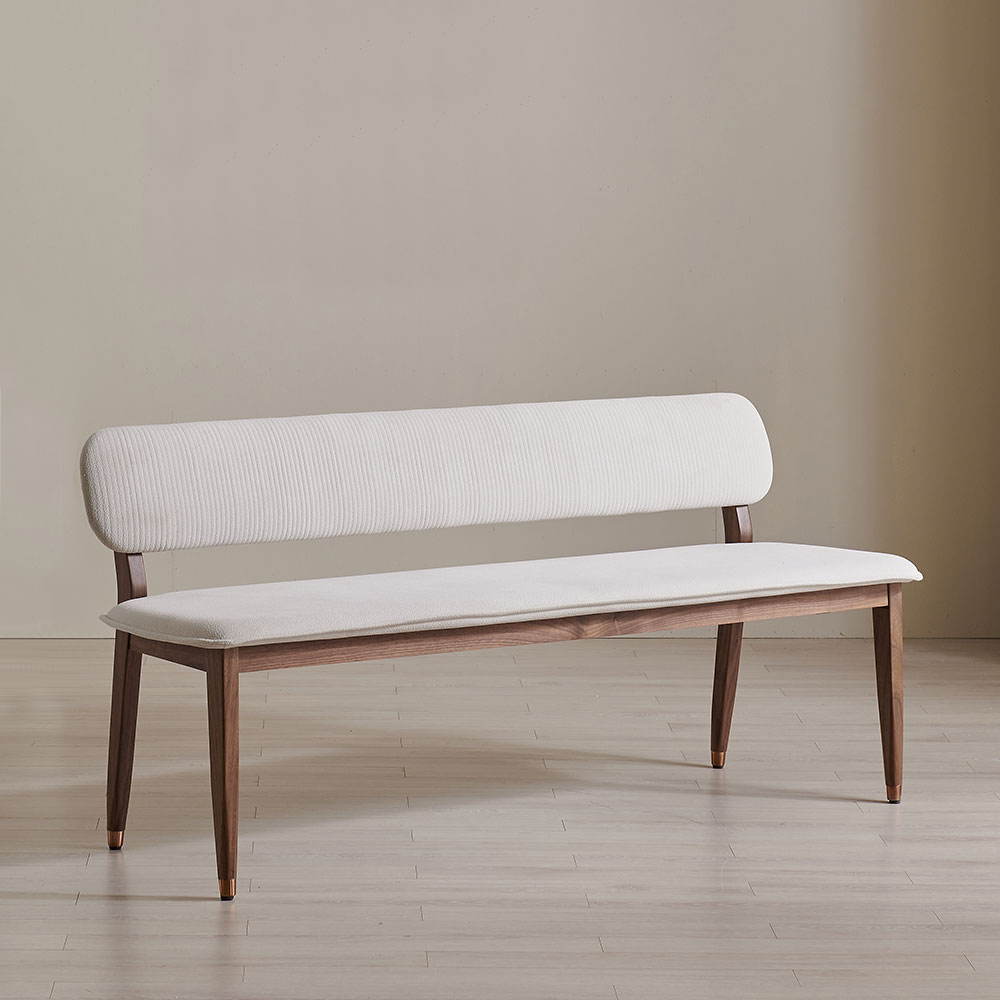 스코나 코티지 물푸레 애쉬 원목 아쿠아텍스 패브릭 3인 등받이 벤치 의자