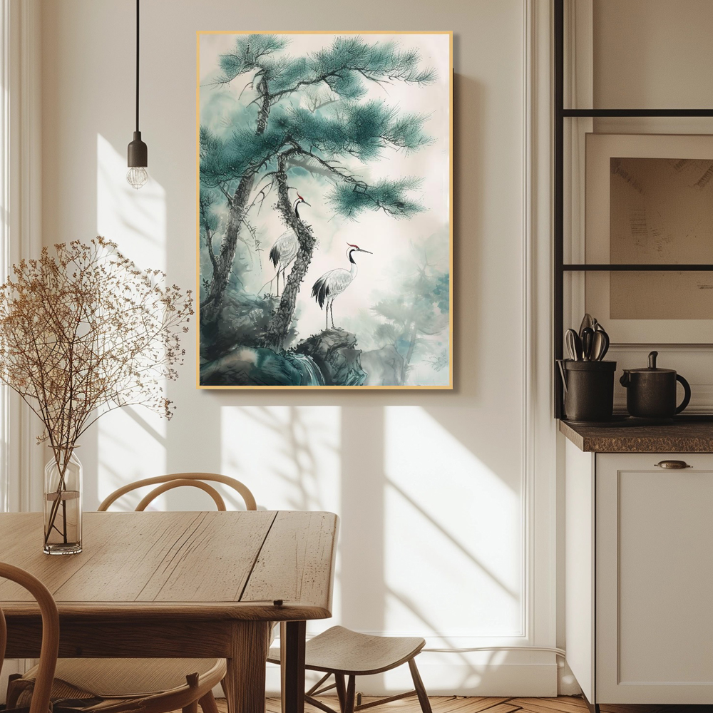 황금빛교향곡 45X45cm 무광화이트 알루미늄액자 학그림 이미지 6