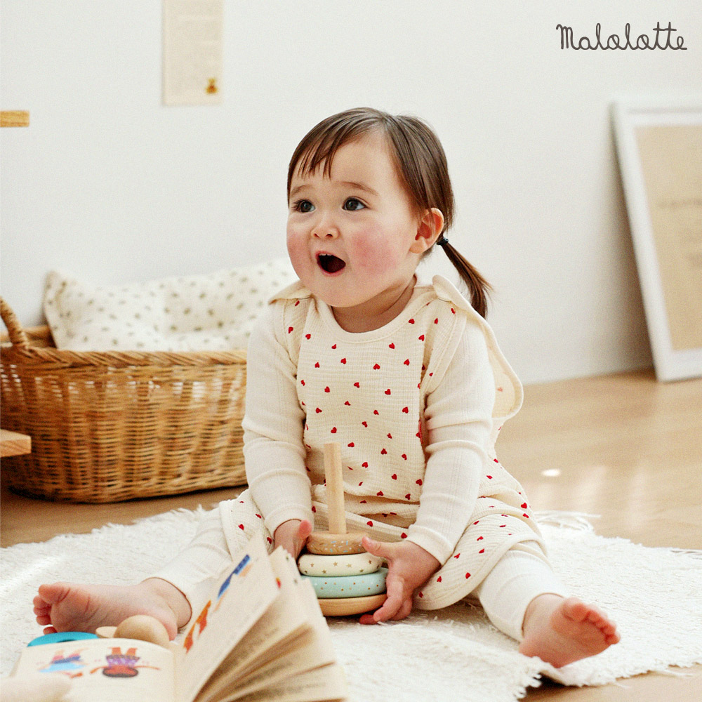 마롤로뜨 아기 수면조끼 러블리 하트 신생아 여름 요루거즈 유아 잠옷 - 상품 이미지