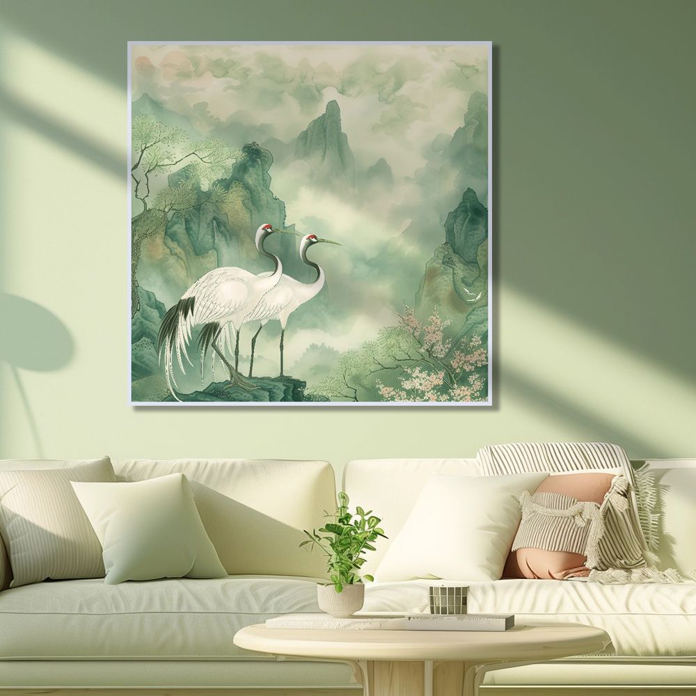 황금빛교향곡 80X80cm 무광블랙 알루미늄 액자 학그림 - 상세 이미지 4