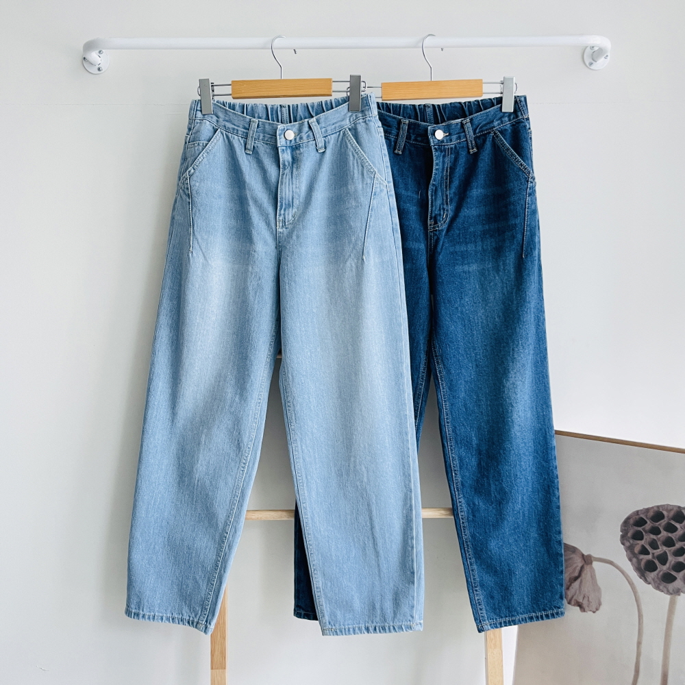 여름청바지 여성 배기 뒷밴딩 하이웨스트 쿨 데님 편한 팬츠