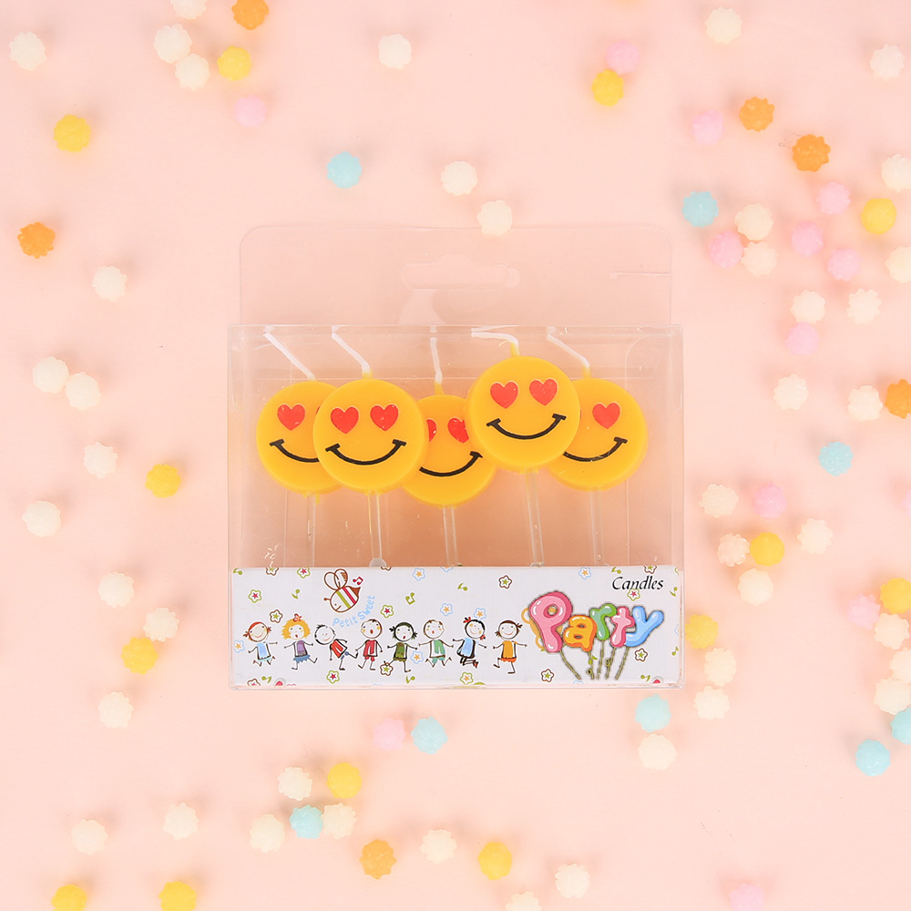 데썸파티 하트 스마일 초 예쁜 생일 케이크 특이한 파티 초 - 상품 이미지