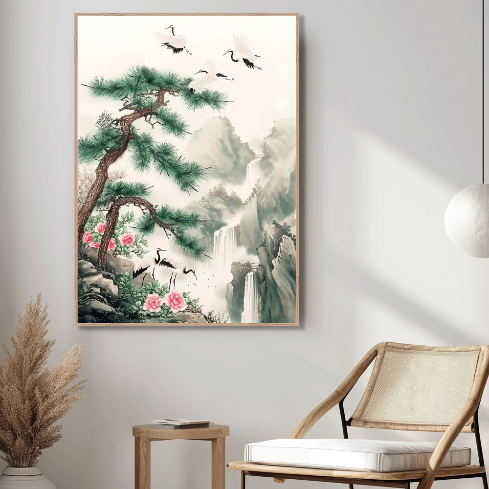 황금빛교향곡 80X80cm 무광블랙 알루미늄 액자 학그림 - 상세 이미지 5