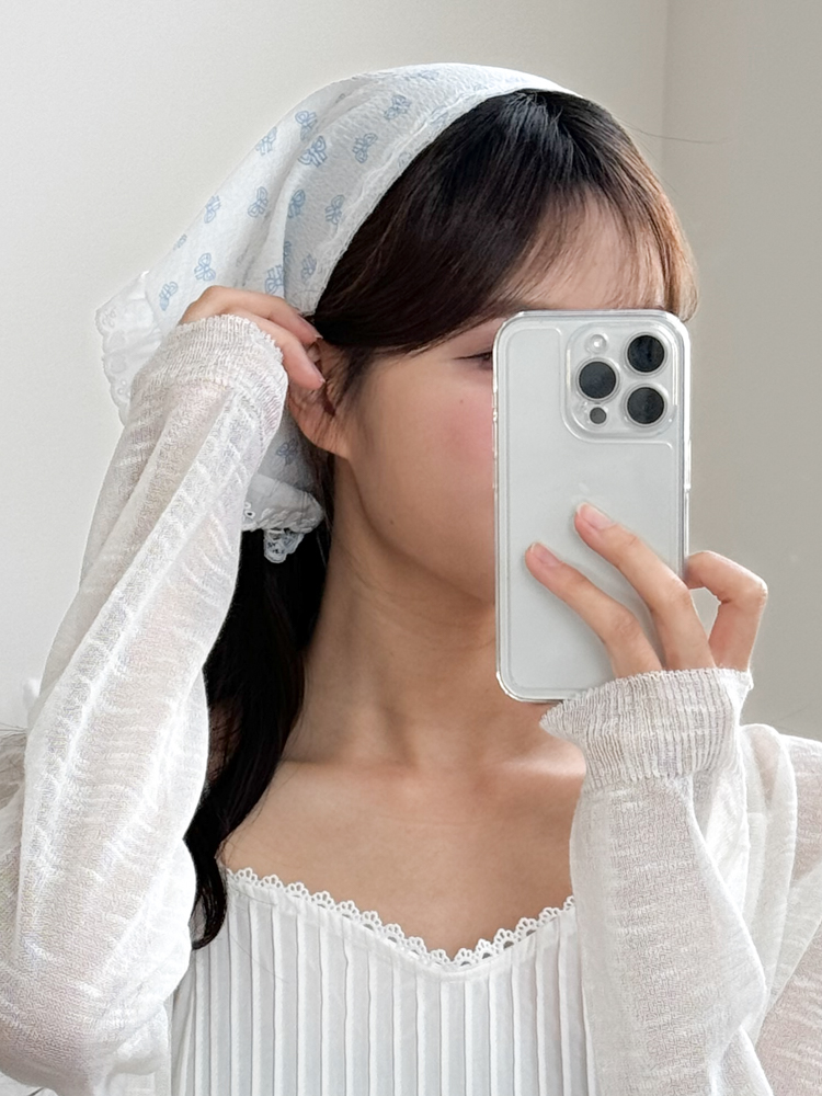레일라 리본 패턴 레이스 헤어두건 2color 상세 이미지 16