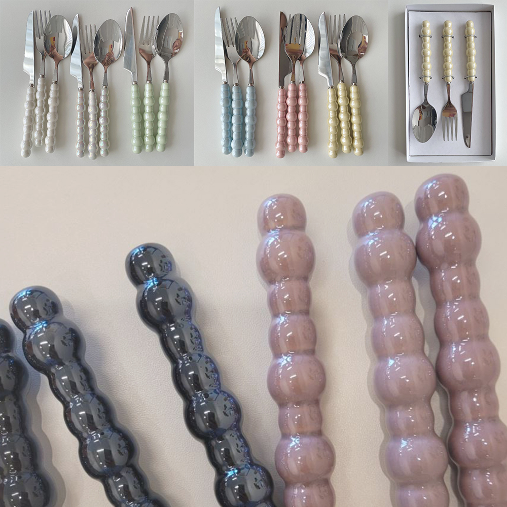 심플 구슬 수저세트 다용도 3p 커틀러리 파티 디너 양식