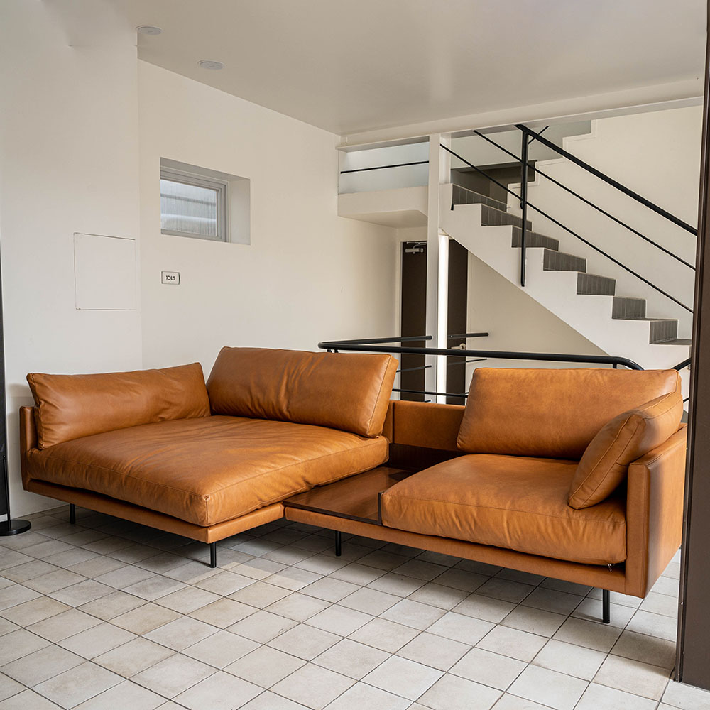 Ph21 이태리 내추럴 통가죽 천연면피 소가죽소파(전체가죽) 4인용 기본 B모듈