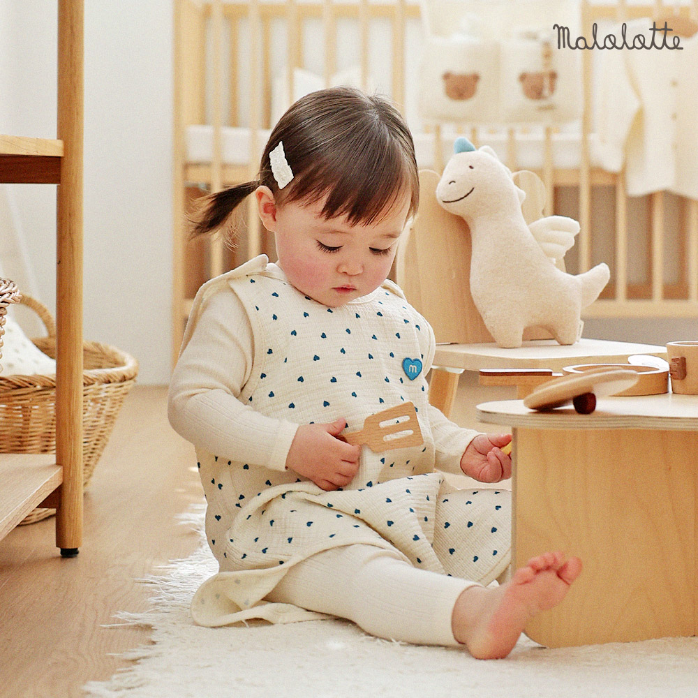 마롤로뜨 아기 수면조끼 러블리 하트 신생아 여름 요루거즈 유아 잠옷 - 상세 이미지 2