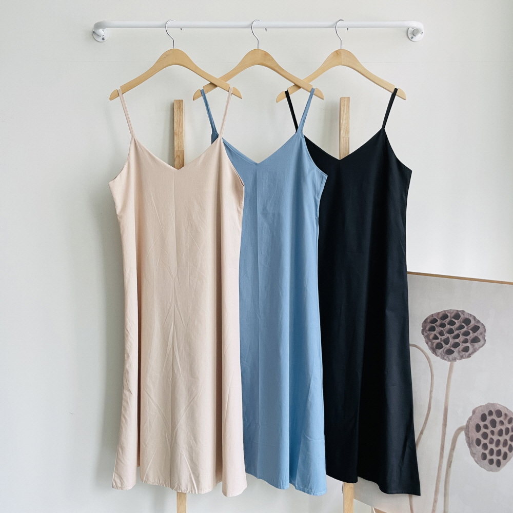 린넨 뷔스티에 롱원피스 여름 여성 어깨끈 나시 A라인 원피스