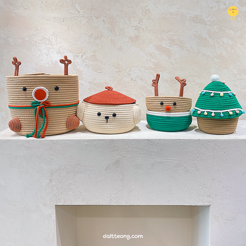 달떵 귀여운 크리스마스 트리A 패브릭 수납 바구니 바스켓 간식 아기방 소품 선물