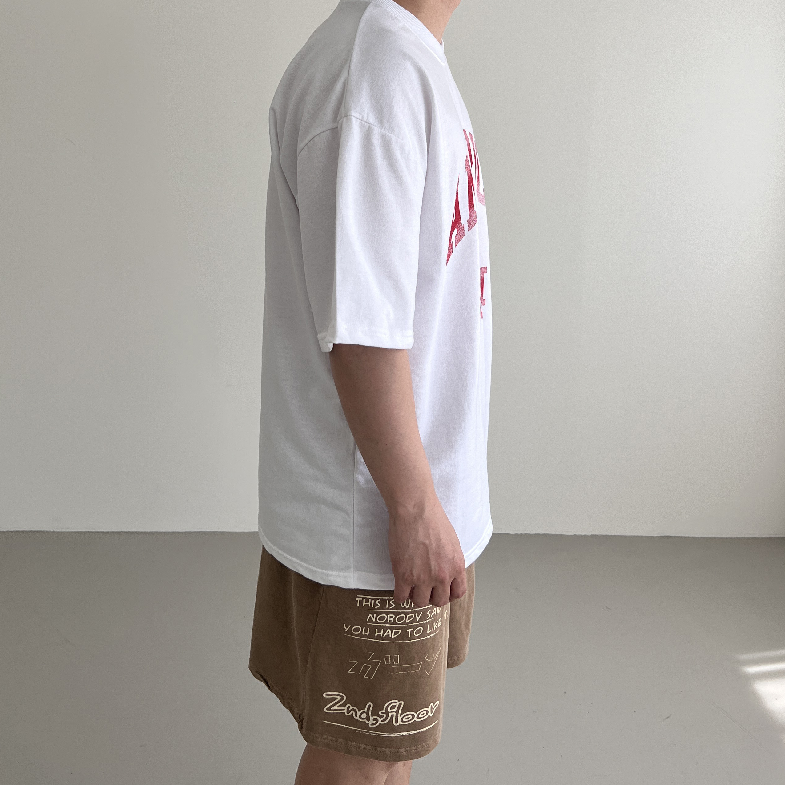 남자오버핏반팔티 안비치는 흰티 흰색면티 - 상세 이미지 4